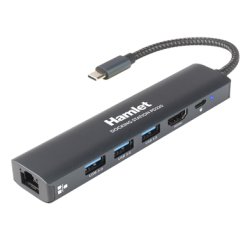Hamlet HDKC-PD220 replicatore di porte e docking station per laptop Cablato USB 3.2 Gen 1 (3.1 Gen 1) Type-C Alluminio