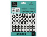 Pochette de lettres adhésives noires A-Z 20 mm - Noir