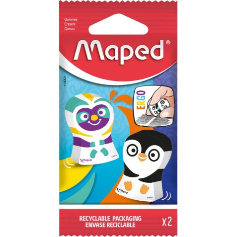Maped ERASER ERGO FUN MULTICOLOR PAPER FLOWPACK X2