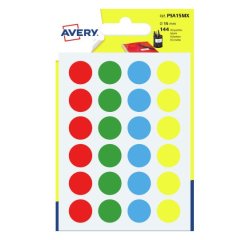 Pastilles adhesives avery ø15 mm ecriture manuelle coloris assortis sachet de 144