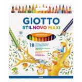 Crayon couleur giotto stilnovo maxi coloris         assortis etui 18 unites