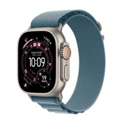 Apple watch Apple Watch Ultra 3 GPS + Cellular 49mm Boitier en Titane Naturel avec Boucle Alpine Bleu Clair - Medium