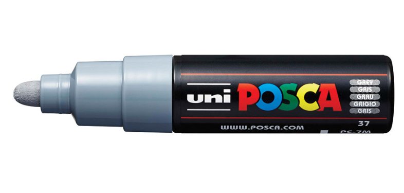 Marqueur peinture posca pc7m pointe large conique encre    inodore couvrante miscible    tous supports coloris gris