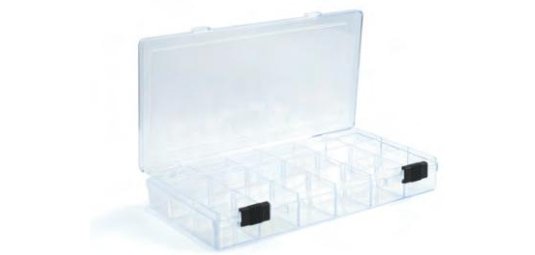 Boite rangement 18 cases graine creative plastique     transparent 21x11x3 cm