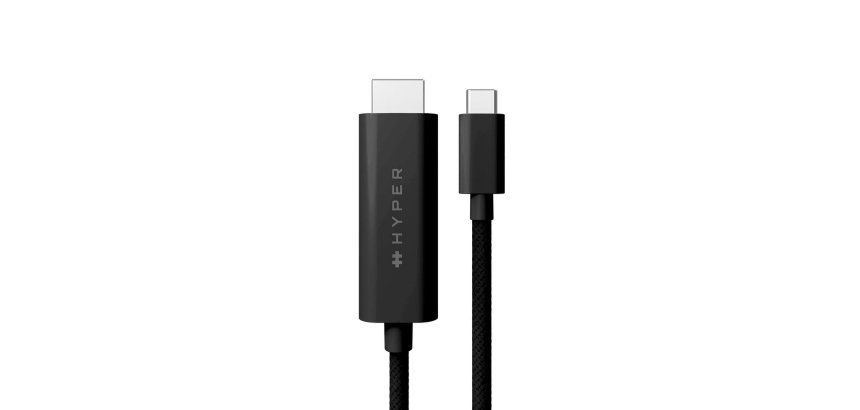 HYPER HD6007BKGL câble HDMI 2,5 m USB-C HDMI Type A (Standard) Noir