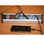 LINK Multipresa Da Tavolo 4 Prese Universali Con 2 Porte Usb E Interruttore Con Coperchio Di Protezione Cavo Mt 1,80 Spina Tripolare Italiana 16A
