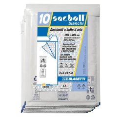 Busta imbottita Sacboll - H (29 x 42 cm) - carta - bianco - Blasetti - conf. 10 pezzi
