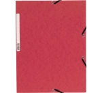 Chemise exacompta 3 rabats carte lustree 355gr a4        fermeture elastique etiquette coloris rouge lot 10 unites
