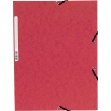 Chemise exacompta 3 rabats carte lustree 355gr a4        fermeture elastique etiquette coloris rouge lot 10 unites