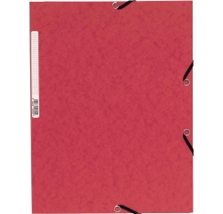 Chemise exacompta 3 rabats carte lustree 355gr a4        fermeture elastique etiquette coloris rouge lot 10 unites