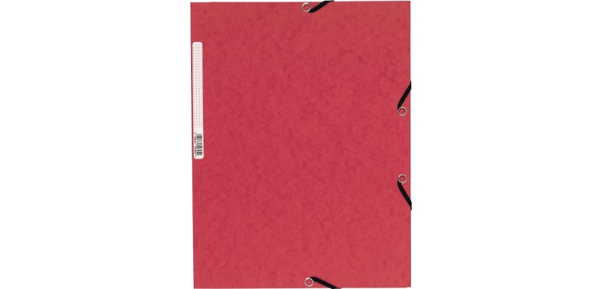 Chemise exacompta 3 rabats carte lustree 355gr a4        fermeture elastique etiquette coloris rouge lot 10 unites