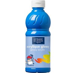 Peinture acrylique lefranc bourgeois glossy fluide brillante indélébile multi-supports bleu primaire flacon 500ml