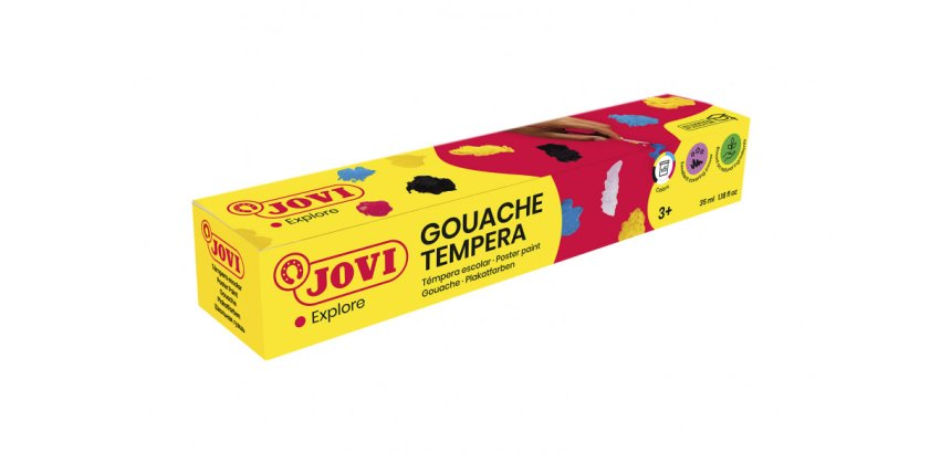 Gouache scolaire jovi a base d'eau couleur assorties 5     pots de 35 ml + pinceau