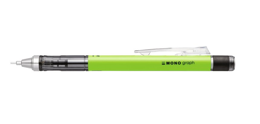 Porte-mines tombow monograph 0,7mm rechargeable gomme      telescopique interchangeable  coloris corps vert fluo