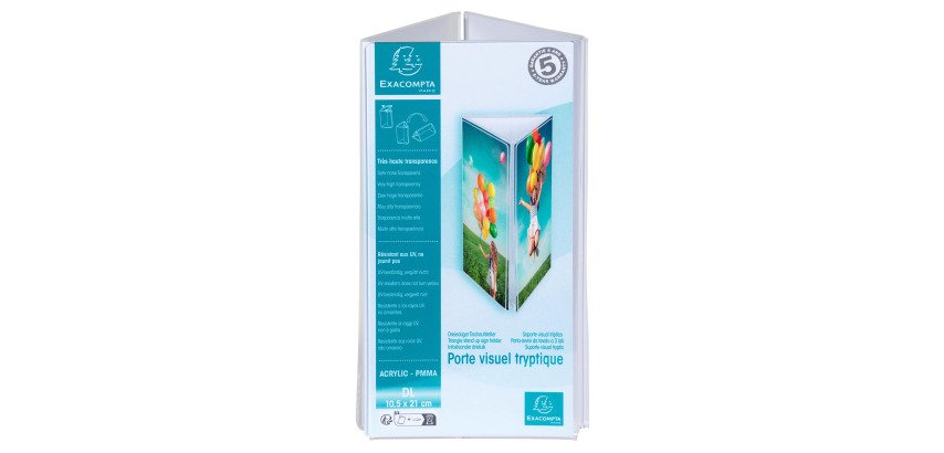 Porte-visuel exacompta triptyque acrylique dl        vertical coloris cristal