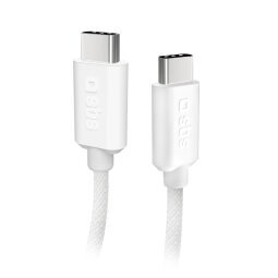 SBS Câble USB tressé USB C - USB C PD 60W 1m50, blanc