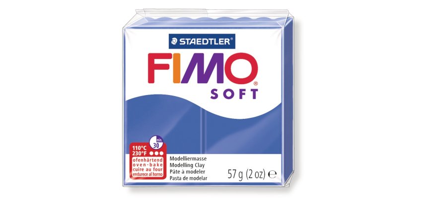 Pâte à modeler fimo soft coloris bleu brillant pain 57g