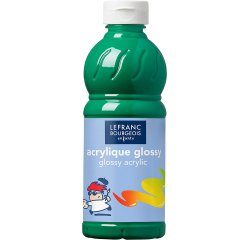 Peinture acrylique lefranc bourgeois glossy fluide brillante indélébile multi-supports vert brillant flacon 500ml
