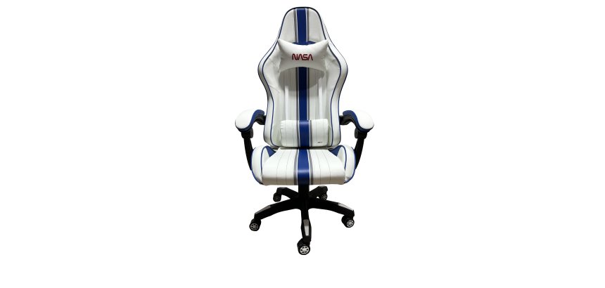 NASA AT012BIS-WB silla para videojuegos Butaca para jugar Asiento acolchado Azul, Blanco
