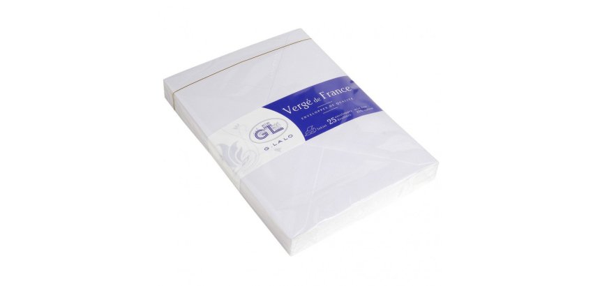 25 enveloppes 162x229mm Vergé de France doublées gommées