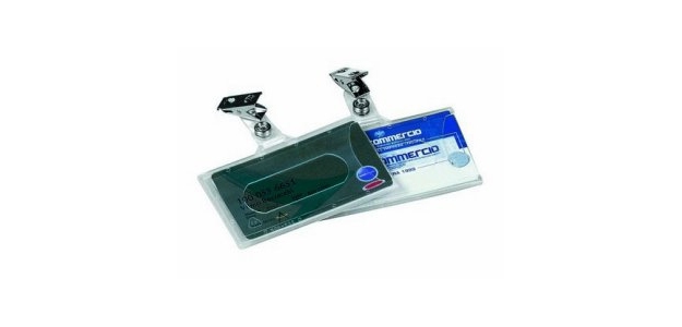 Portabadge con clip - PVC semirigido - 9 x 5,6 cm - Lebez