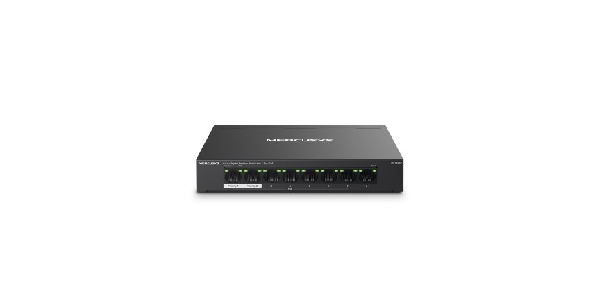 Mercusys MS108GP commutateur réseau Géré Gigabit Ethernet (10/100/1000) Connexion Ethernet, supportant l'alimentation via ce port (PoE) Noir