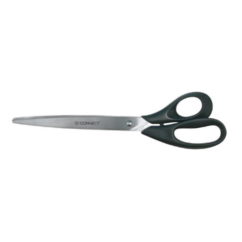 Ciseaux bureau q-connect économique droitier lames inox 250mm branches gainées abs bouts pointus coloris noir