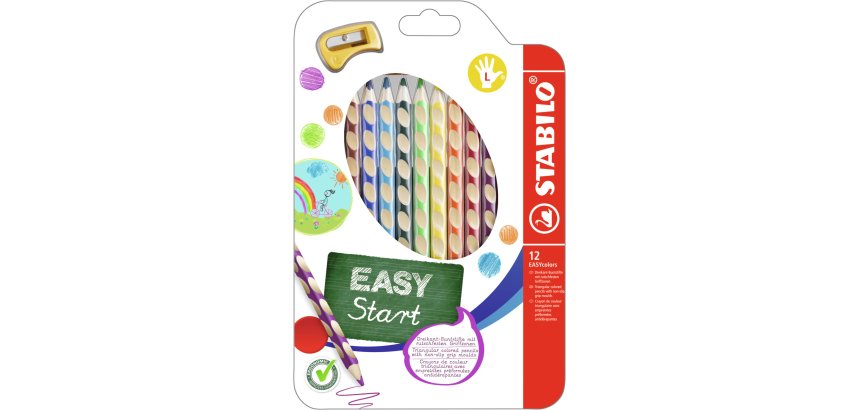 Crayon couleur stabilo easycolors gaucher corps      triangulaire mine large 4,2mm etui carton 12 unites + 1