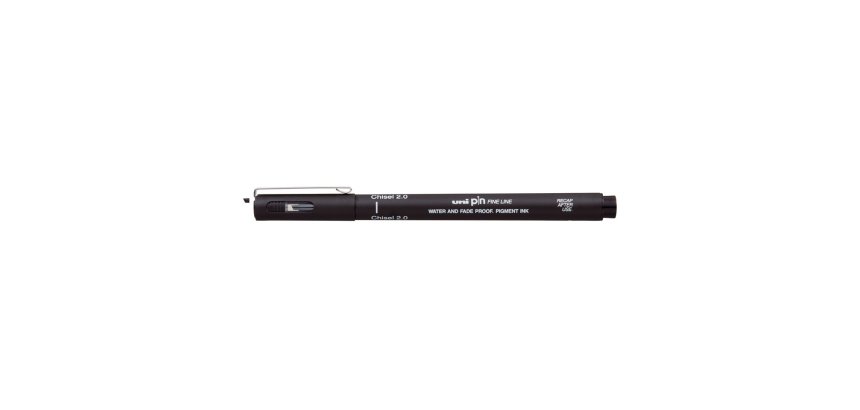 Feutre technique uniball calibrees  pointes biseau     2mm coloris noir