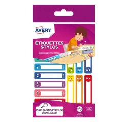 Étiquette avery stylo smiley 50x10mm boîte 30 unités