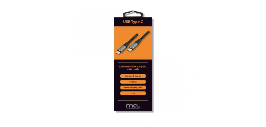 MCL MC1C99A03C1052Z câble USB USB 3.2 Gen 2 (3.1 Gen 2) 2 m USB C 10 Gbit/s 100 W Gris