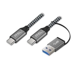 MCL MC1C99A3C105A2Z câble USB USB 3.2 Gen 2 (3.1 Gen 2) 2 m USB C USB A/USB C 10 Gbit/s 100 W Noir, Gris