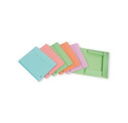 Cartella 3 lembi con elastico Pastel - 24 x 33cm - dorso 1 cm - PP - colori assortiti - Favorit