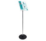 Présentoir sur pied aluminium vertical A4 - Noir/alu/cristal