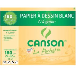Pochette de 10 feuilles de papier dessin blanc A3 Canson à grain180 g