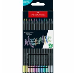 FABER-CASTELL Crayon de couleur Black Edition, étui de 12