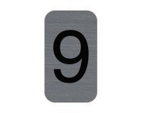Plaque adhésive imitation Aluminium Chiffre 9 2,5x4,4 cm - Gris