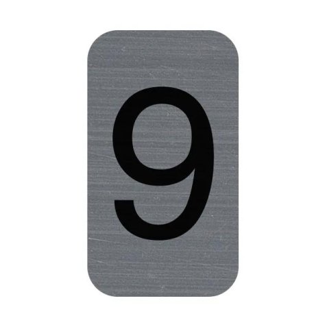 Plaque adhésive imitation Aluminium Chiffre 9 2,5x4,4 cm 67189E