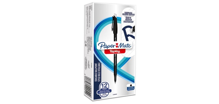 Papermate Replay Black Stick ballpoint pen Medium 12 pc(s)