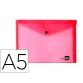 Pochette enveloppe liderpapel polypropylène 180 microns a5 210x148mm 50f fermeture bouton résistant transparent rouge