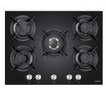 TELEFUNKEN Plaque gaz TGV5C, 70 cm, 5 foyers , verre noir