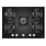 TELEFUNKEN Plaque gaz TGV5C, 70 cm, 5 foyers , verre noir