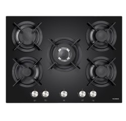 TELEFUNKEN Plaque gaz TGV5C, 70 cm, 5 foyers , verre noir