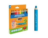 Crayon couleur bic kids multi-surfaces corps          triangulaire mine effacable   coloris assortis pack 10 uni