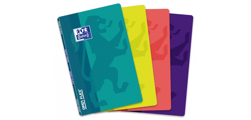 Carnet Oxford OpenFlex 9x14cm petits carreaux 5mm 96 pages agrafées couverture polypro coloris assortis