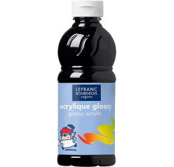 Peinture acrylique lefranc bourgeois glossy fluide brillante indélébile multi-supports noir flacon 500ml