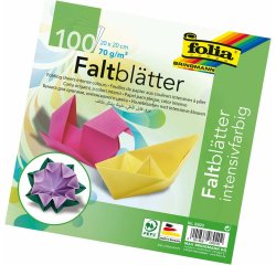 Papier couleur a plier 70gr/m2 100 feuilles 20x20cm  couleurs assorties