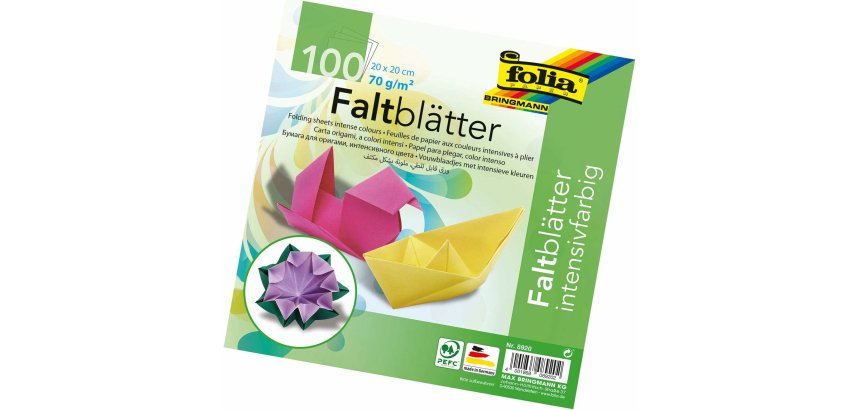 Papier couleur a plier 70gr/m2 100 feuilles 20x20cm  couleurs assorties