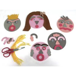 Kit autoportrait pour réaliser 30 portraits : visage, nez, bouches, chenilles, feutrines