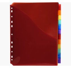 Intercalaires avec pochette polypropylène 12 positions - A4 maxi - Couleurs assorties